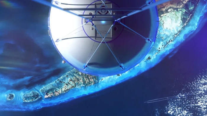 space capsule far above the earth
