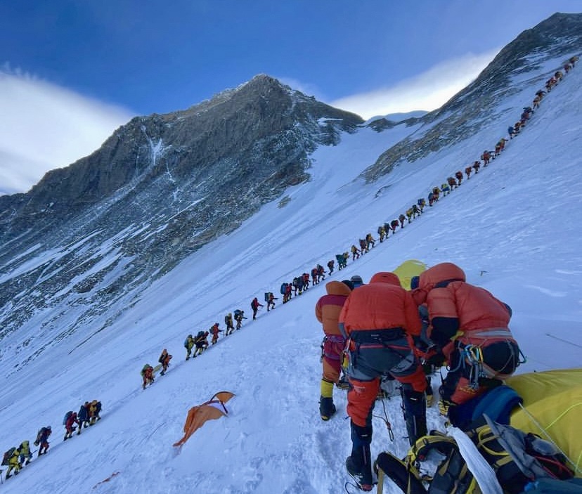 Climbers heading up Everest.