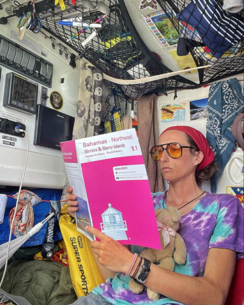 Ellen Falterman on her boat.