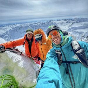 Thomas Bukowski, Anna Pfaff and Andres Marin at their highest point.