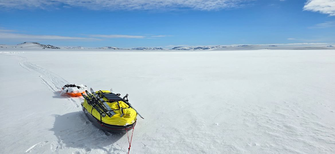 Nanavati hauled a double sled setup of around 130kg.