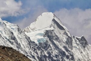 Lingtren in a semi cloudy day, Khumbu, Nepal