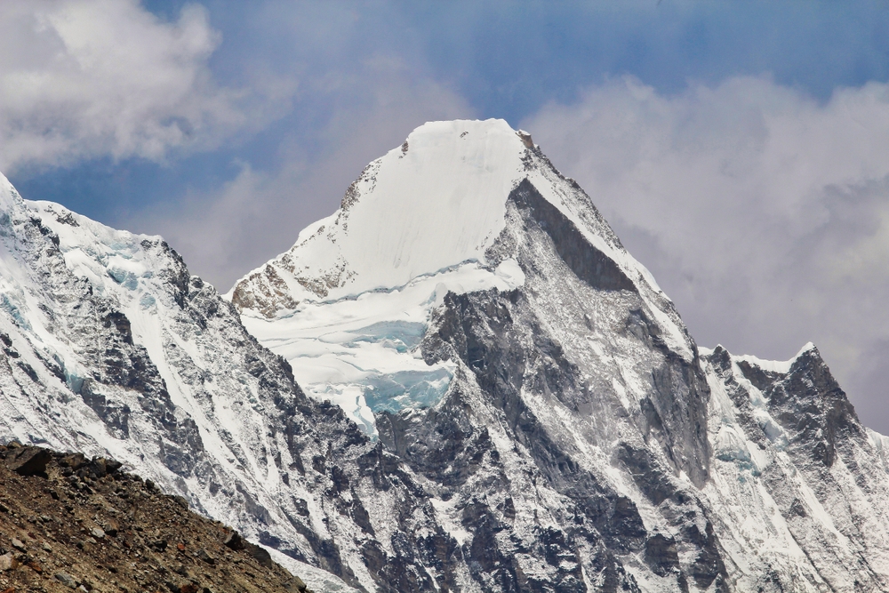 Lingtren in a semi cloudy day, Khumbu, Nepal