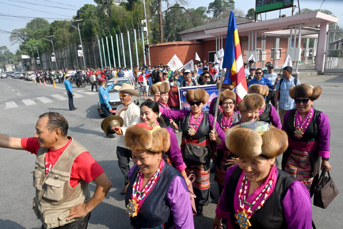 SHerpe women in traditional attire in Kathmandu