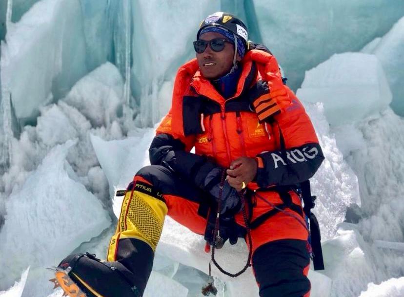 Kami Rita Sherpa with ice background