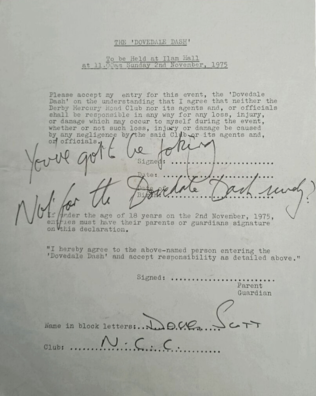 old liability waiver, signed by Scott