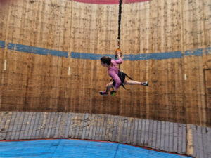 Running horizontally in the wheel of death.