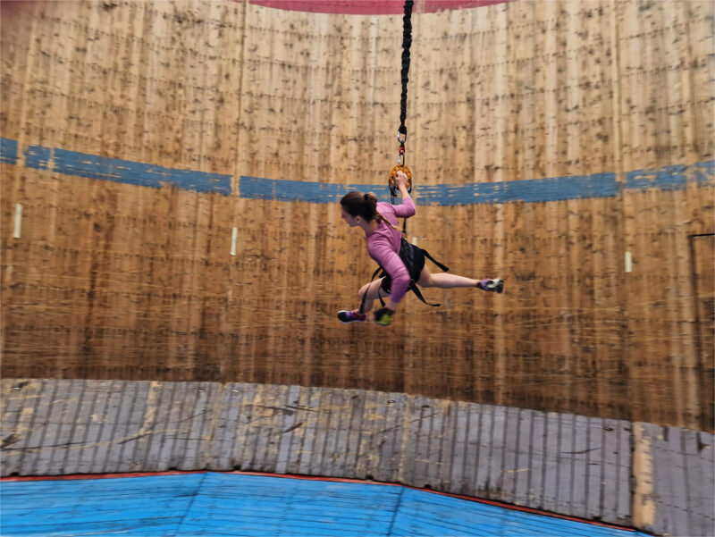 Running horizontally in the wheel of death.
