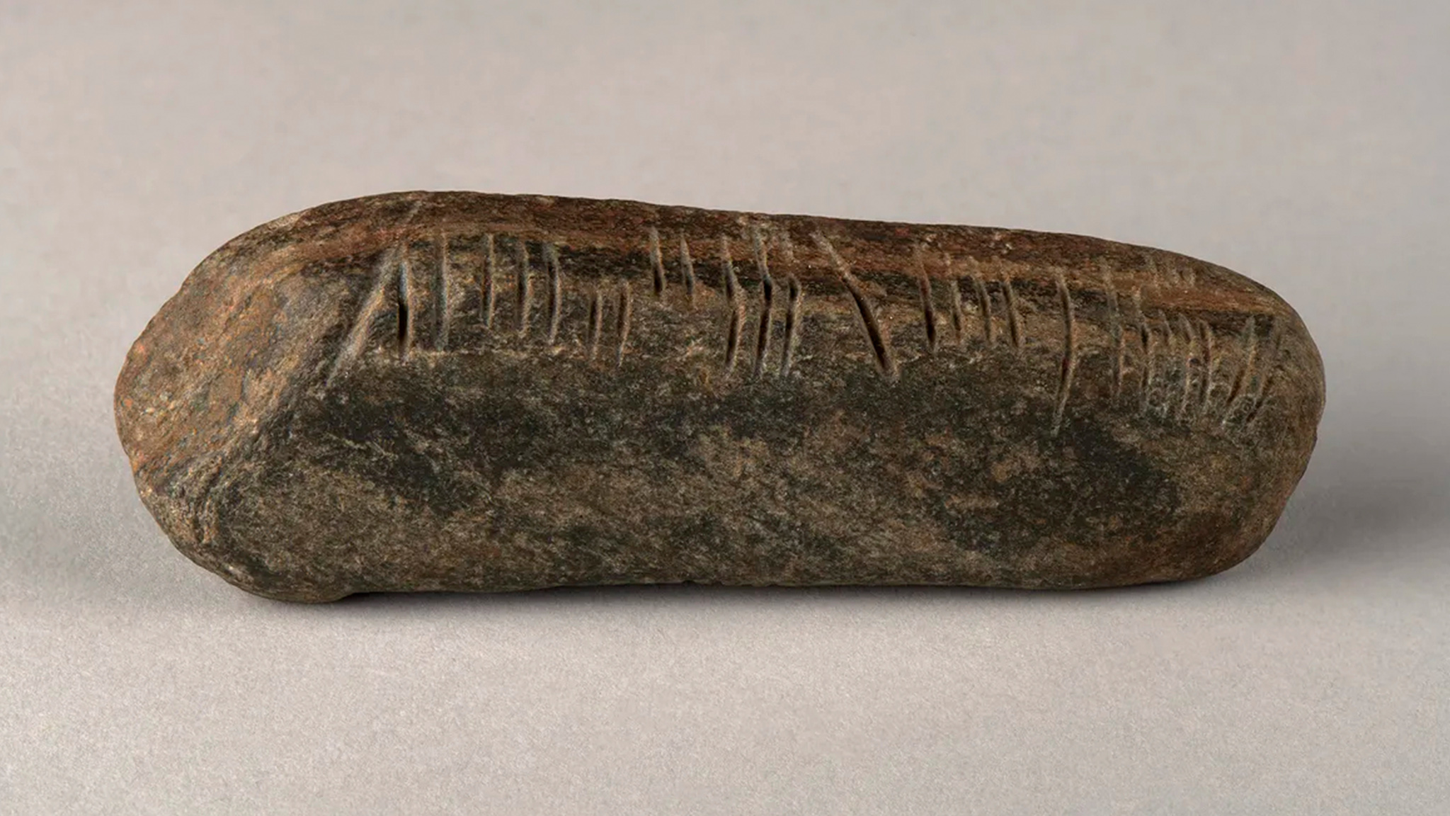 a stone with markings