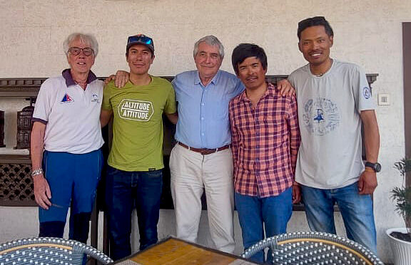 The climbers and representatives of the Mount Everest Foundation in Kathmandu.
