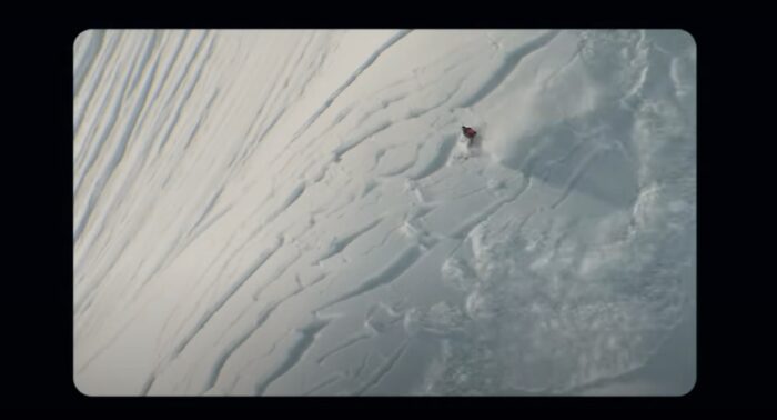 a skier caught up in an avalanche.