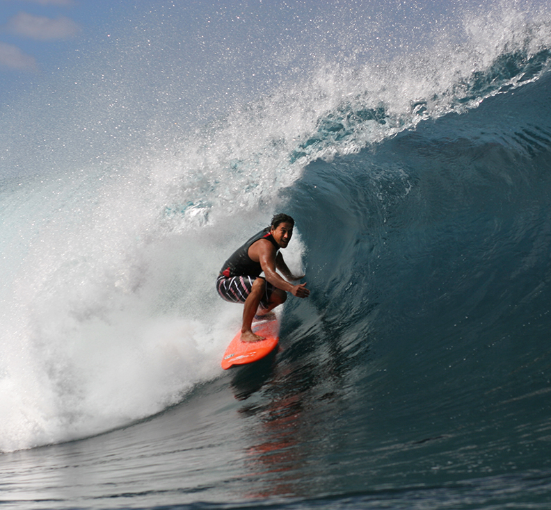 surfer in a pipe