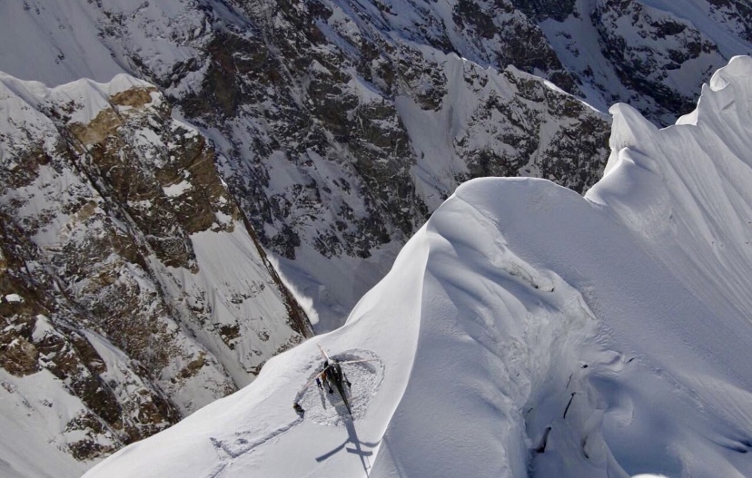 Helicopter rescue of Tim Miller and Bruce Normand on Ultar Sar in 2018. 