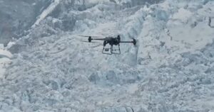 A large drone soard from Everest Base Camp
