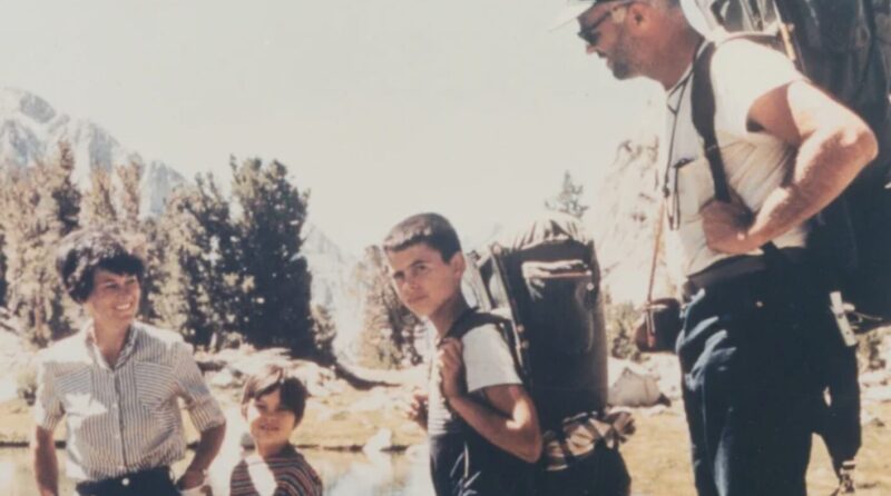 The Kelty family on a hike with their new backpacks.