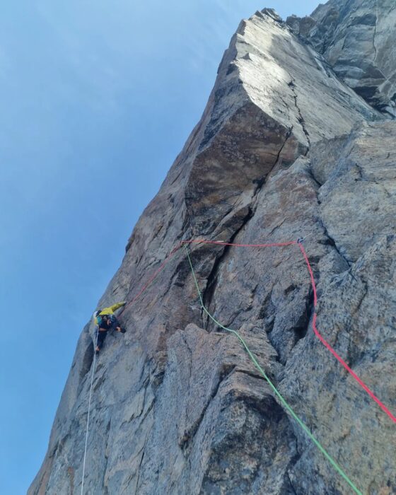 A climber on a granite face.