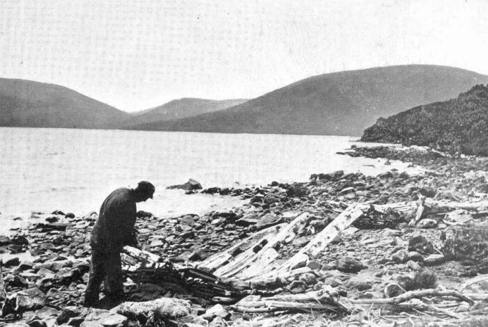 a man looks a shipwreck