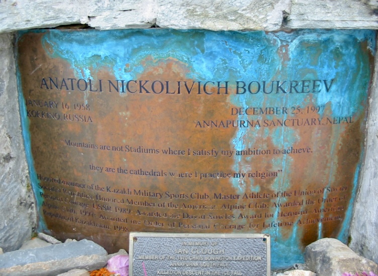 Anatoli Boukreev Memorial at Annapunra Base Camp.
