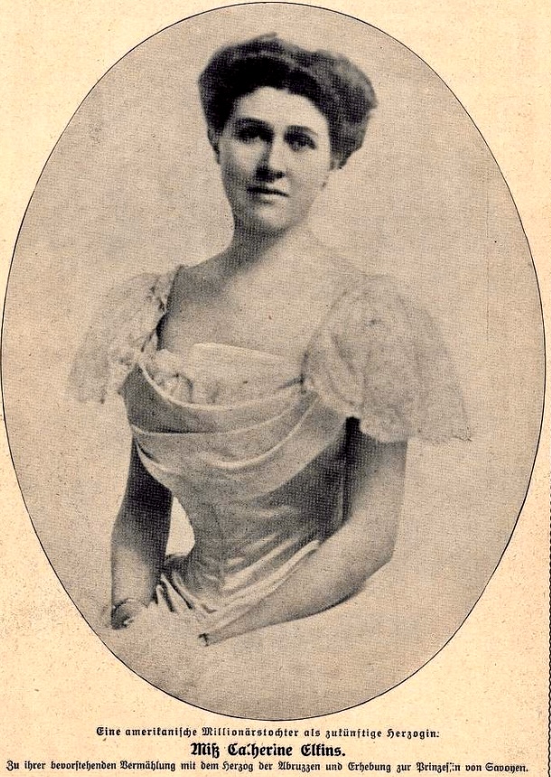 Katherine Elkins. The Italian king did not permit The Duke to marry her, because she was plebeian.
