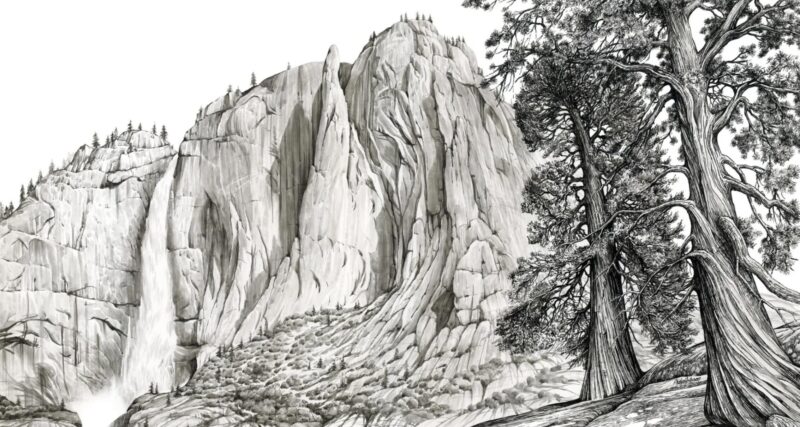 Ink drawing of the Lost Arrow.