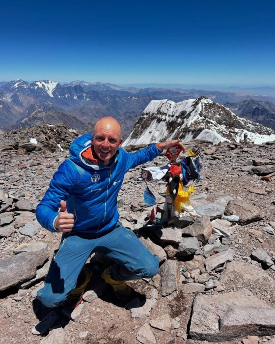 Egloff on a rocky summit.