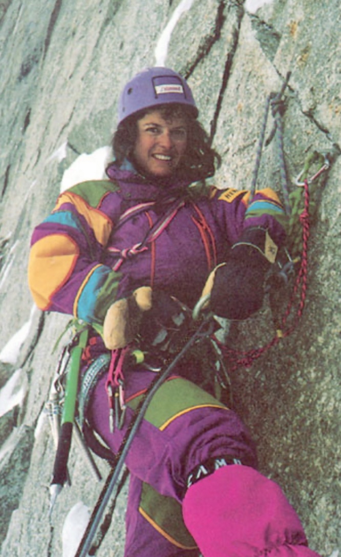 Chantal Mauduit on Pointe du Domino in the Alps.