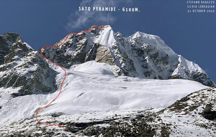 Photo of Sharphu IV with a route marked in red