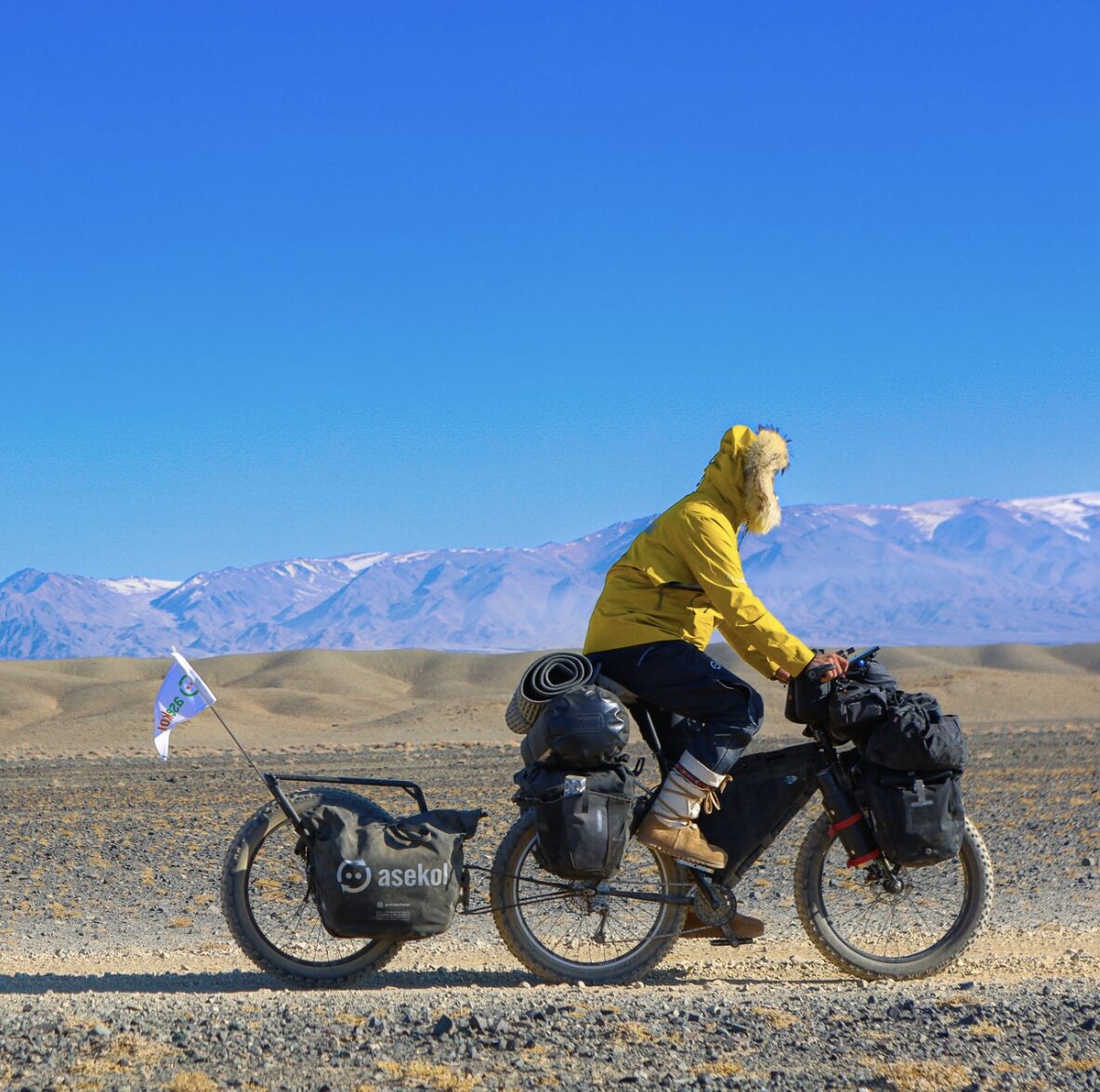 Mateusz Waligora on a fat bike