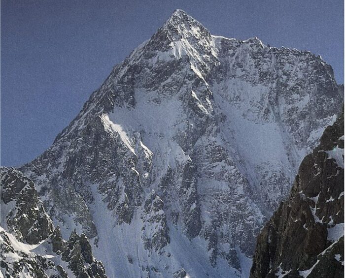 Steep SW face of Rimo III on rock and ice