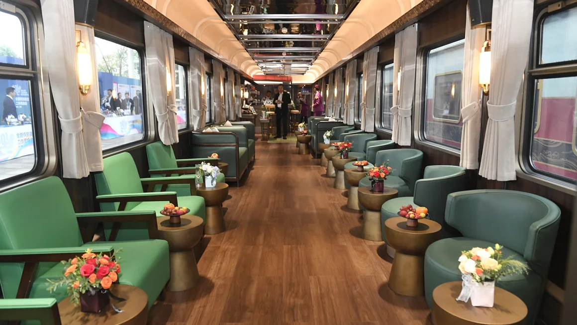 A fancy train compartment.