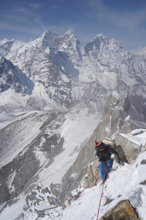 Andrews on a ridge section of Ama Dablam, Nepal