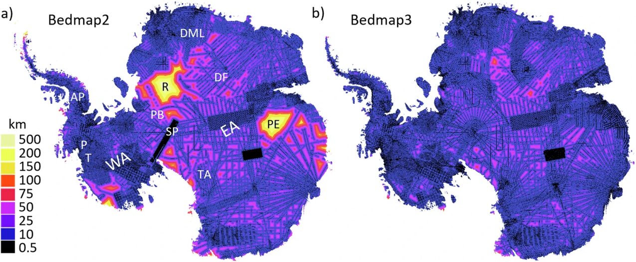 Two maps of Antarctica showing specificity between the two models.