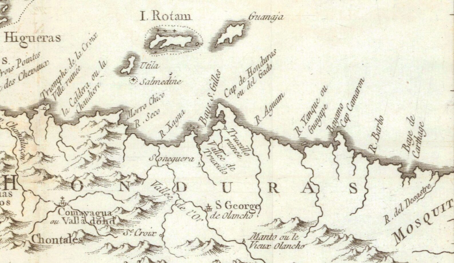An 18th century map of the Honduras Bay.