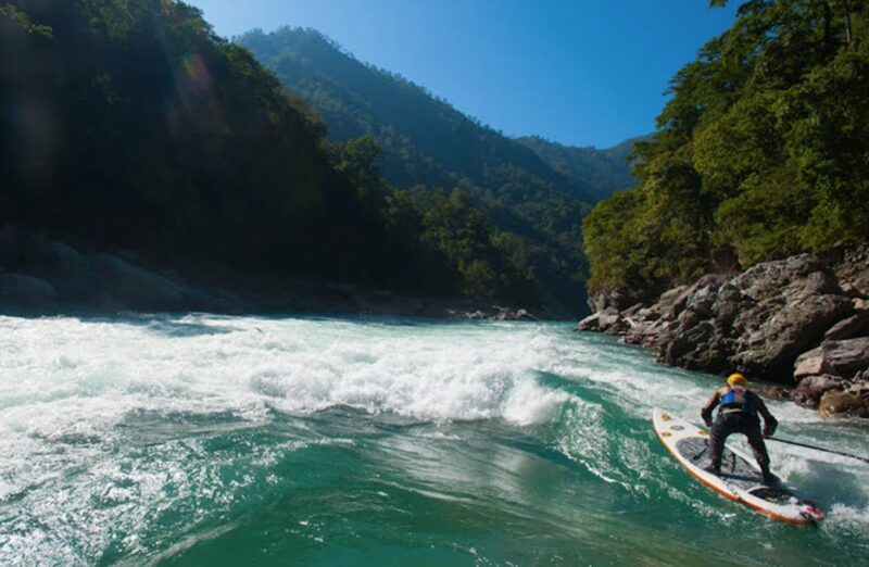 Paddleboarding the Karnali. 