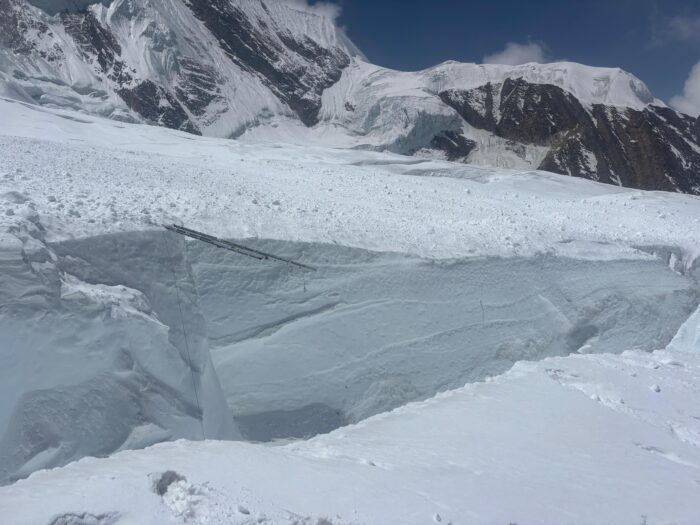 A crevasse wide open on Annapurna. 