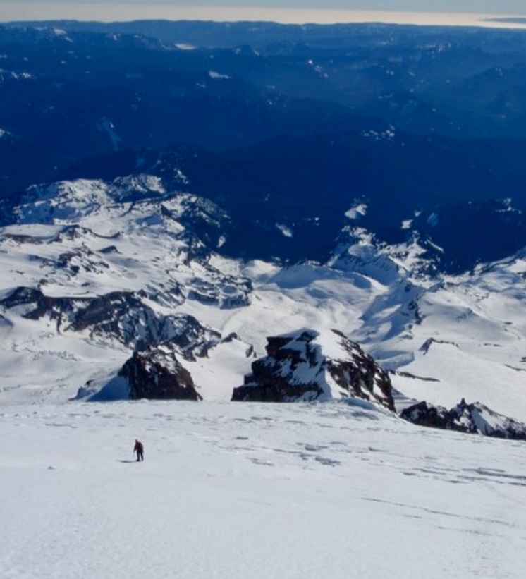 Views while descending from Mount Rainier's top toward Gibraltar Ledge, before cutting to the Ingraham direct. 