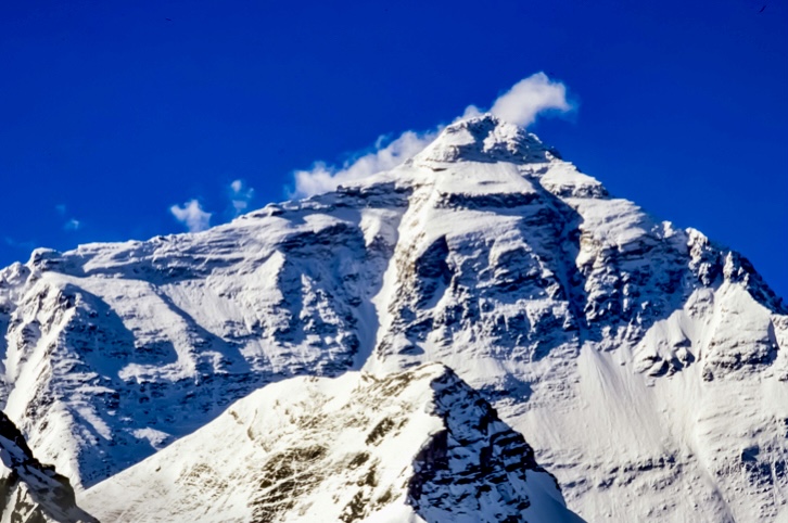 The North Face of Everest seen from the Rongbuk Base Camp in the autumn of 1998.