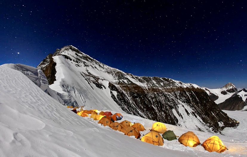 The North Col of Everest at 7,000m with Changtse in the background.