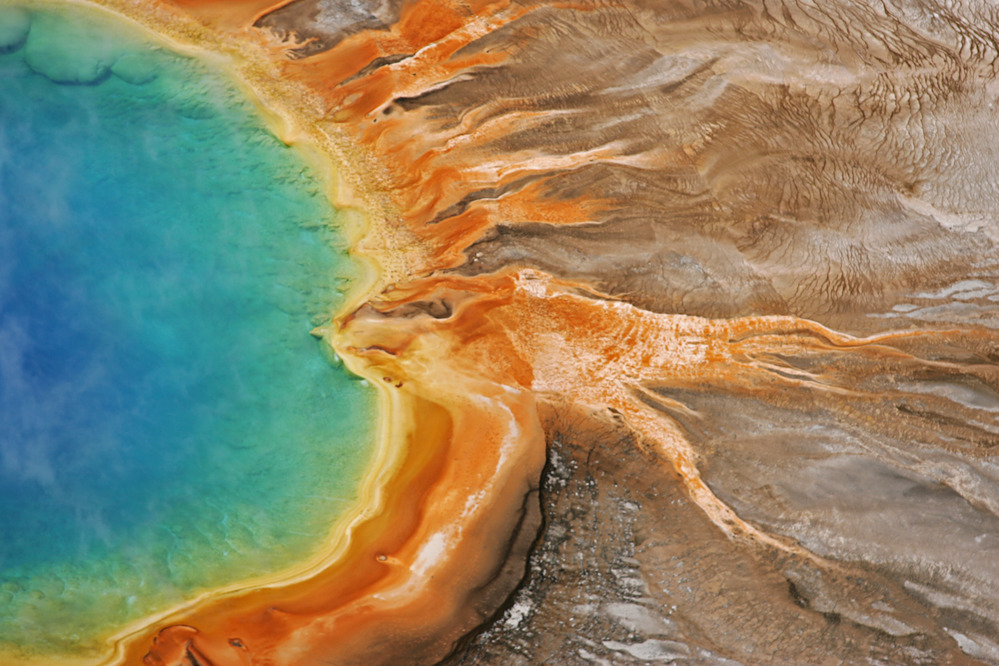 A multicolored hot spring.