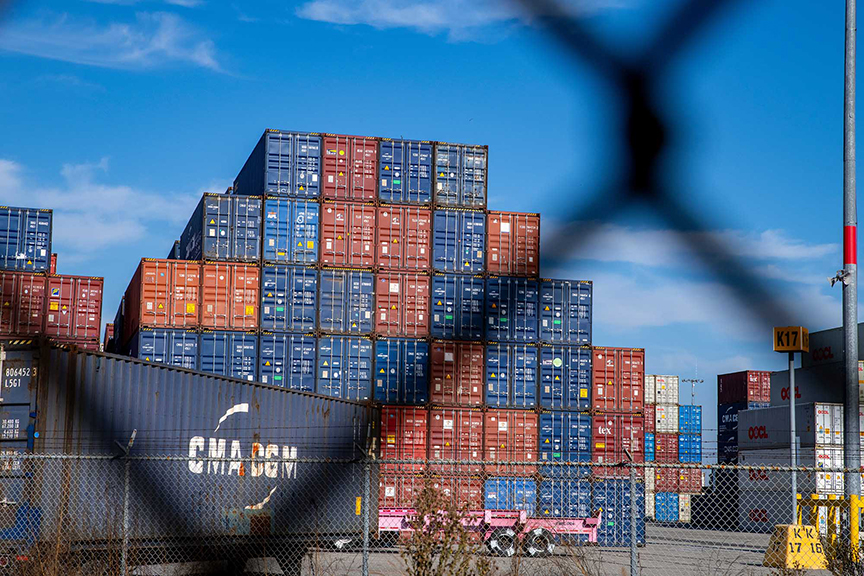 stacked shipping containers