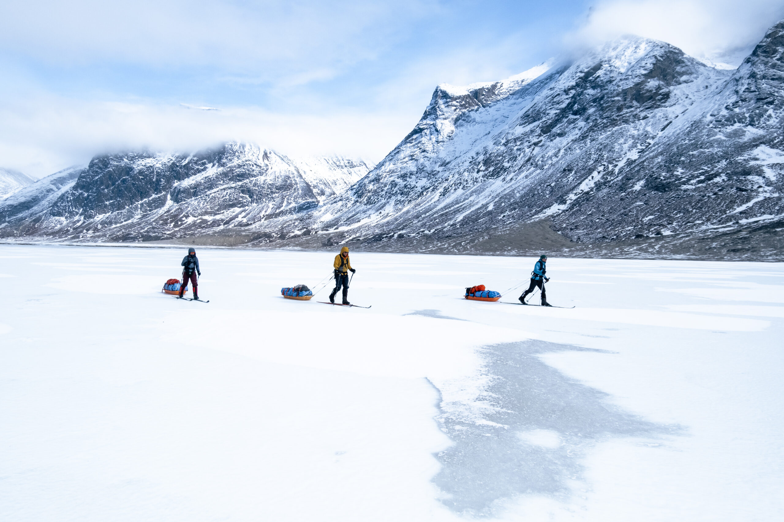 skiers/sled haulers on Baffin Island