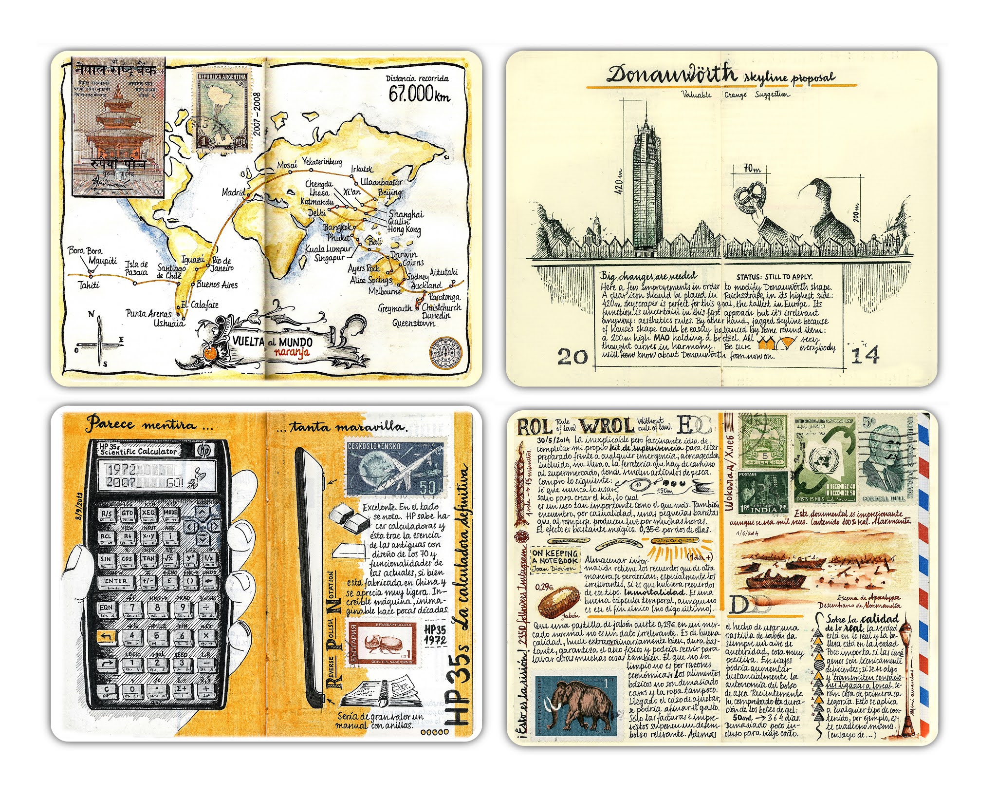 Four journal spreads