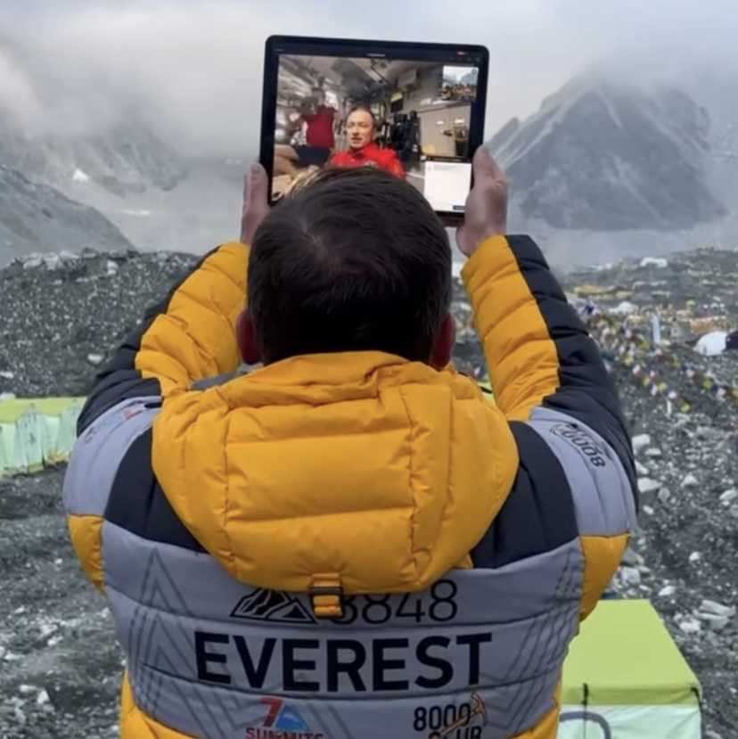 Showing Everest and Base Camp from Earth. 