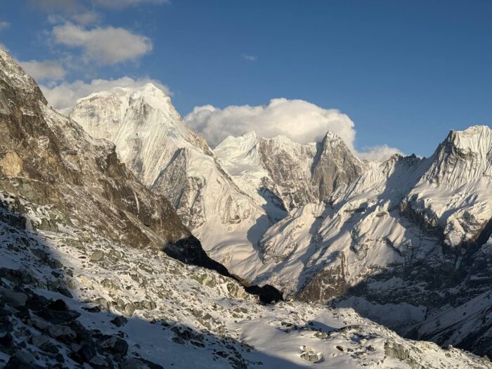 Stunning peaks in Kangchenjunga region in a sunny afternoon. 