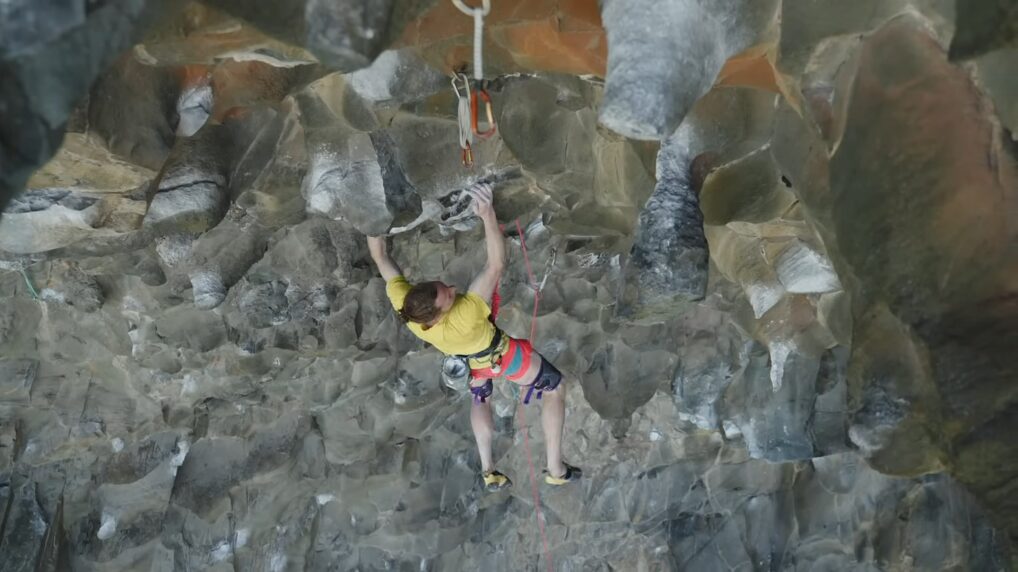 A man rock climbing