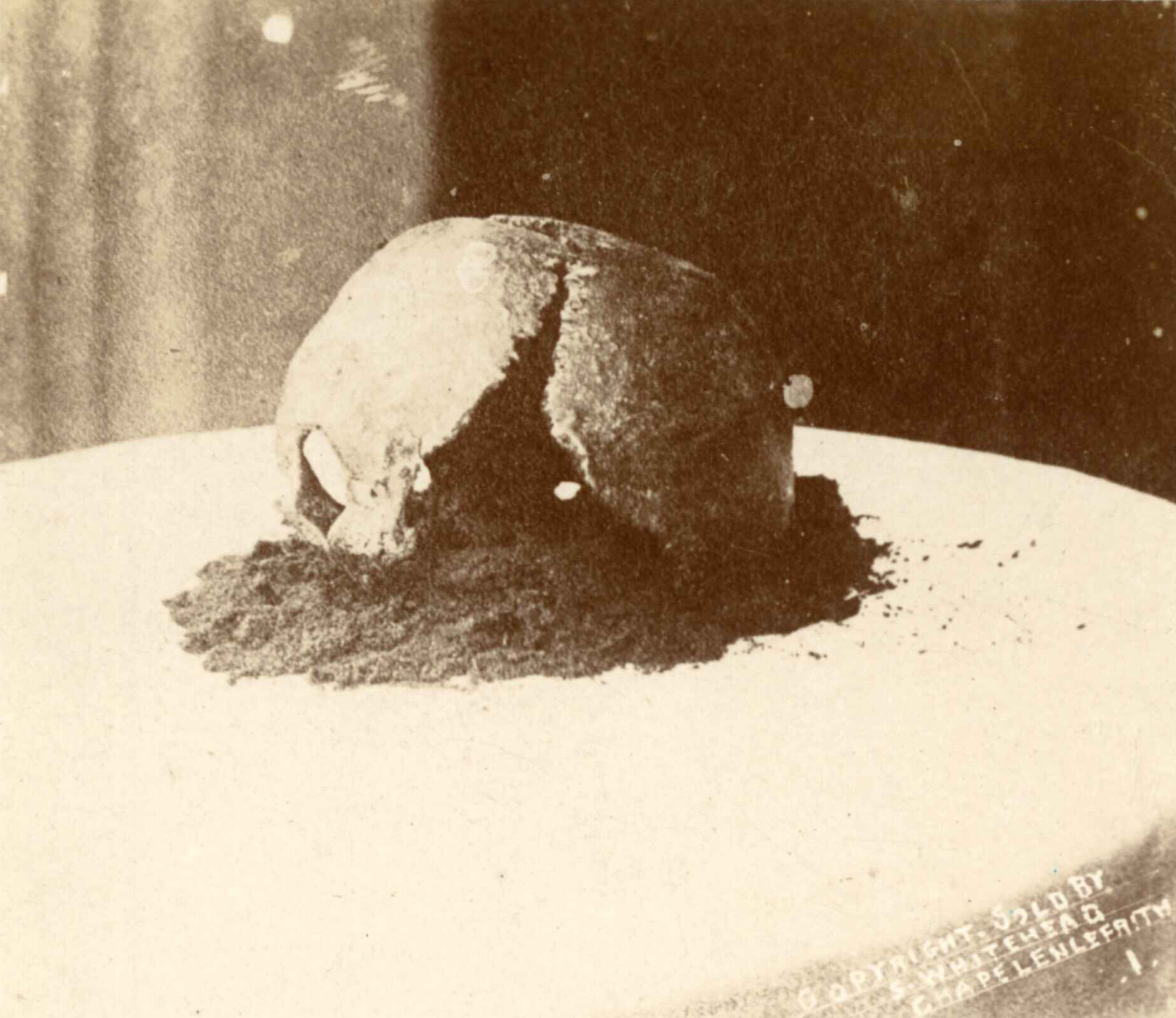 A broken skull on a windowsill