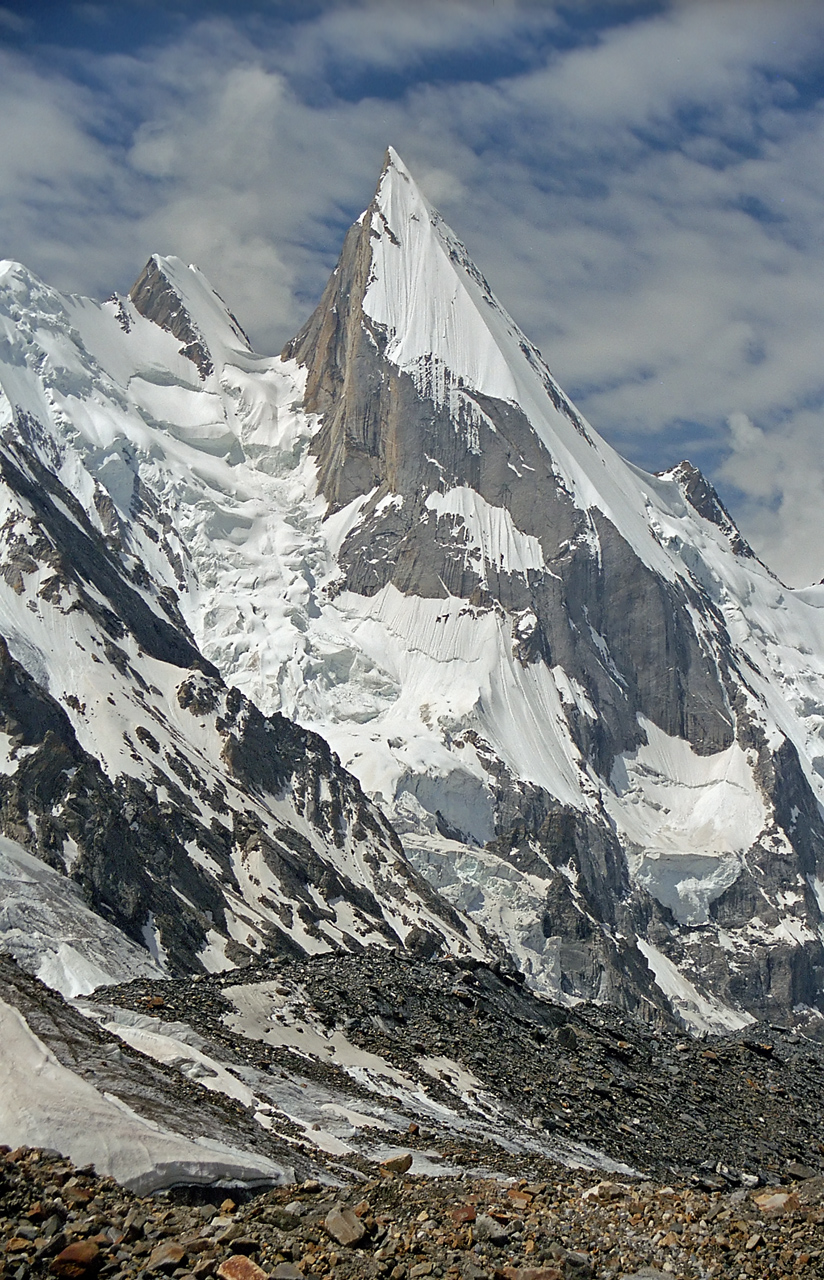 Laila Peak in the Karakoram, with its characteristic spear-like shape.