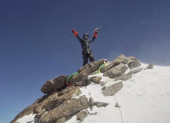 Maria Cardell on the summit of Nanga Parbat.