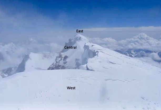 View of the east and cebtral regions from the west region for Pobeda Peak.