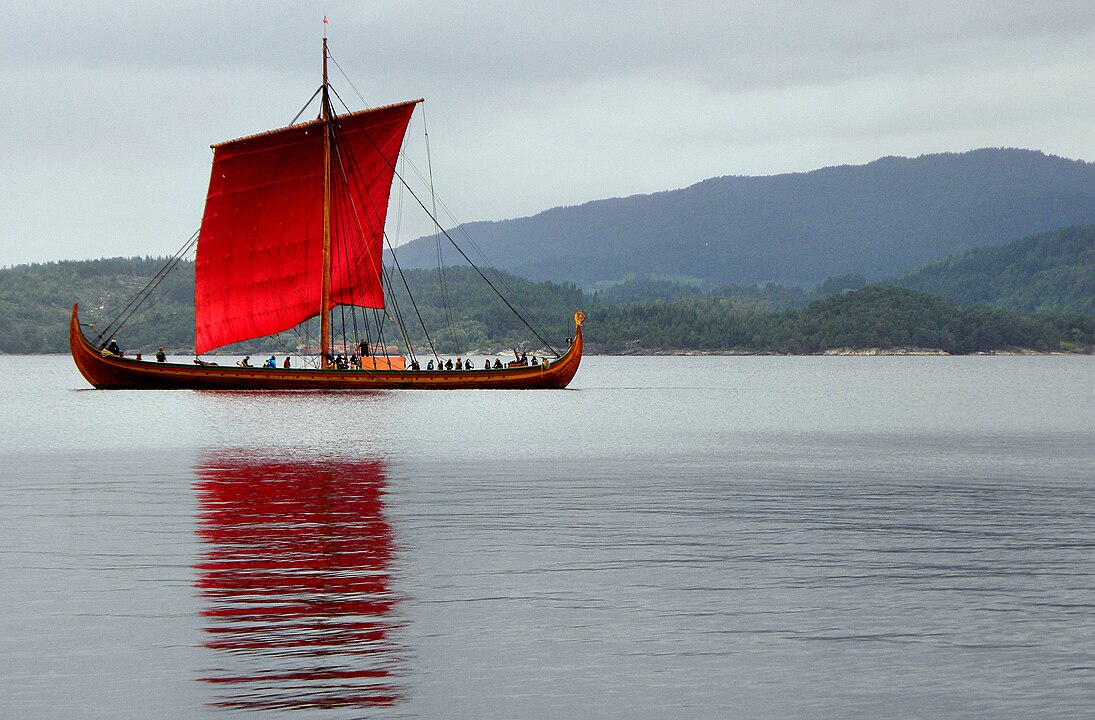 A viking longboat on the water